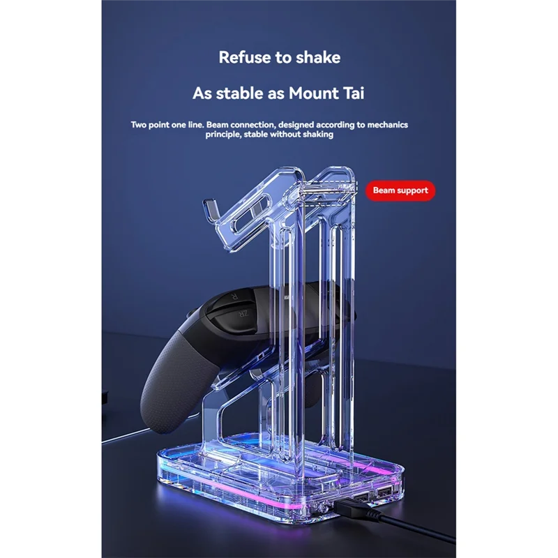 

B48A двойной держатель игрового контроллера RGB акриловый геймпад настольная подставка кронштейн для наушников для игровой консоли