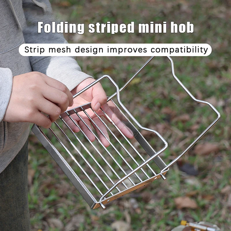 Baking Pan Folding Stand Outdoor Stainless Steel Stove Holder Camping Portable Folding Mini Barbecue Rack