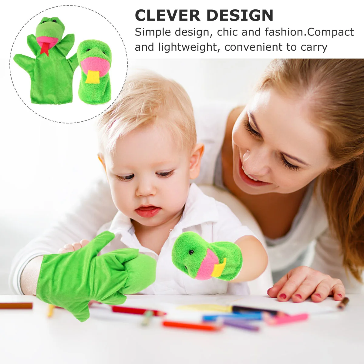 2 PCS Snake Hand Puppet Lovely Finger Kids Toy Toys Animal Shaped Polyester Creative Education Plaything Baby