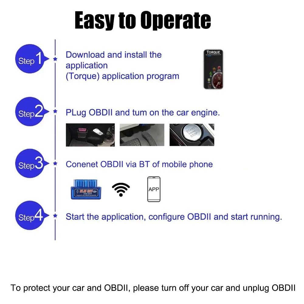 Mini ELM327 Bluetooth OBD2 Scanner Code Reader V1.5/V2.1 Car Diagnostic Tools Check Engine Scan Car Fault Detector 16PIN image 4