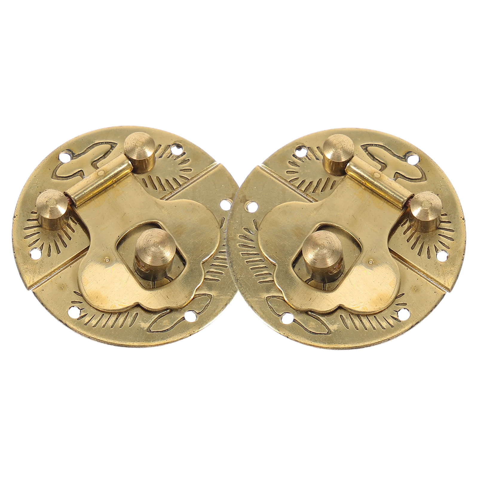 

2pcs Brass Box Buckle Small Latch Lock Hook 3cm Smooth Circular Jewelry Box Hardware Chest Latches Furniture Parts