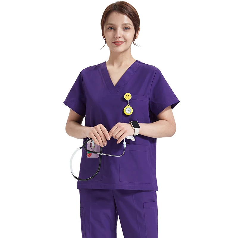 Ultra Light Scrub Set Medical Nurse Uniform for Women Men Hospital Doctor Workwear Poplin Fabric Veterinary Surgical Outfit 8020