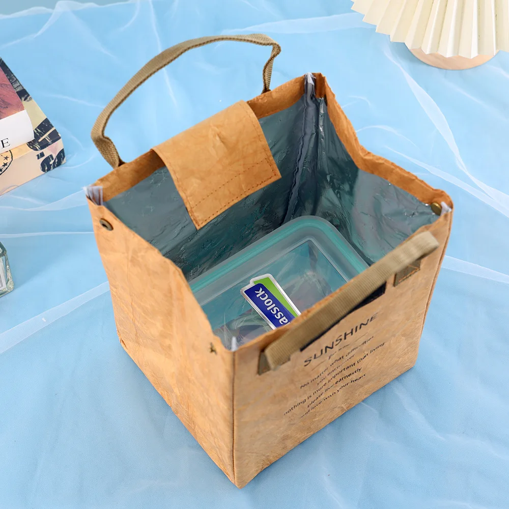 Paper Lunch Bag Waterproof Insulation Bag Lengthen and Thicken Aluminum Foil Japanese Handbag Office Worker Student