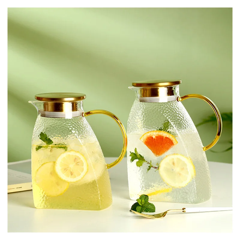 Large Capacity Clear Glass Water Pitcher with Handle Heat Resistant Cold and Hot Kettle Tea Pot Juice Jug 1500 ml 1800ml