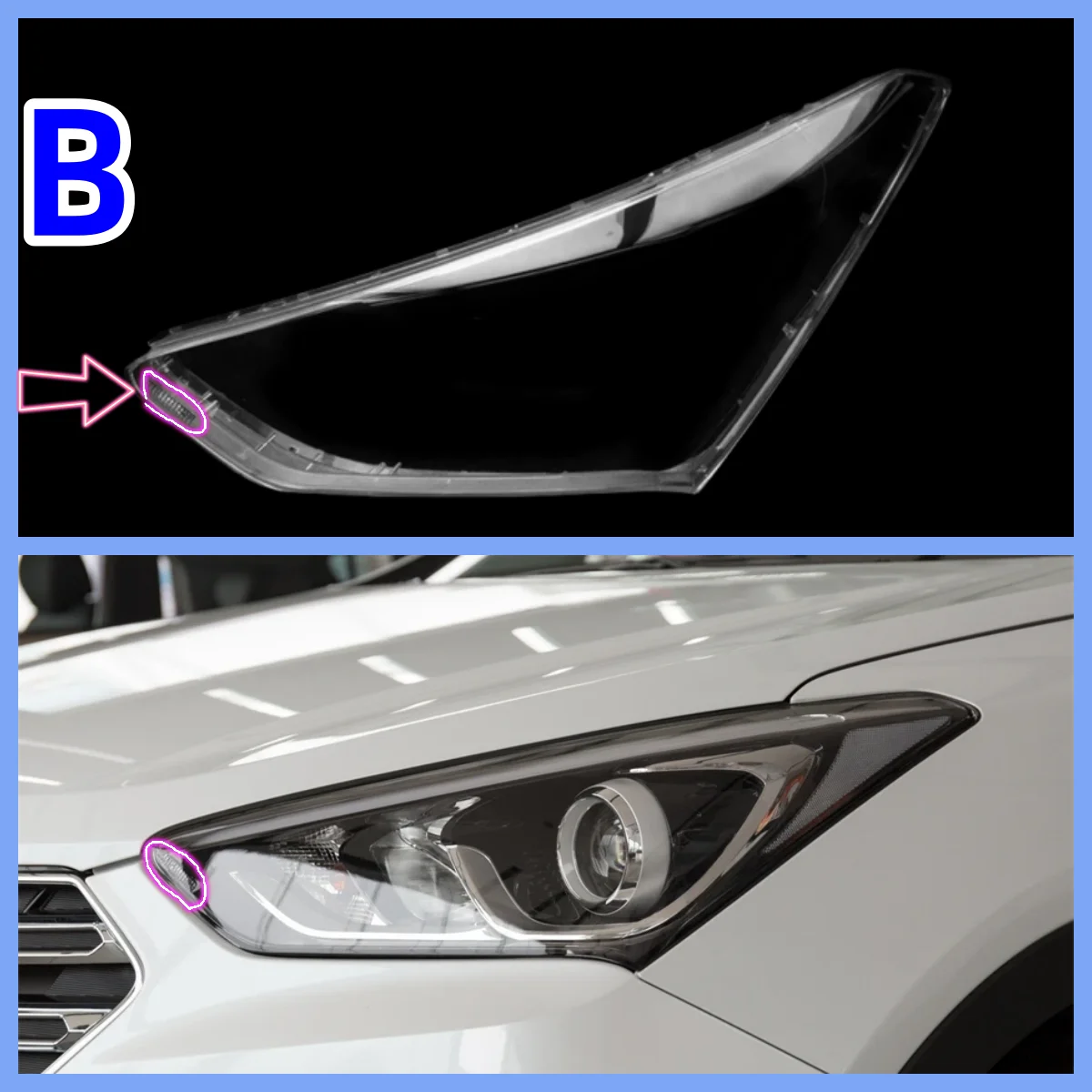 لشركة هيونداي سانتا في IX45 2013 2014 2015 2016 2017 2018 أدوات السيارات استبدال أضواء الكمبيوتر شفافة قذيفة واقية المصباح