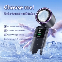 2025 Ice Pack Handheld High-Speed Fan Folding 100 Speed Infinitely Adjustable Fan Portable Outdoor Hanging Neck Small Fan New