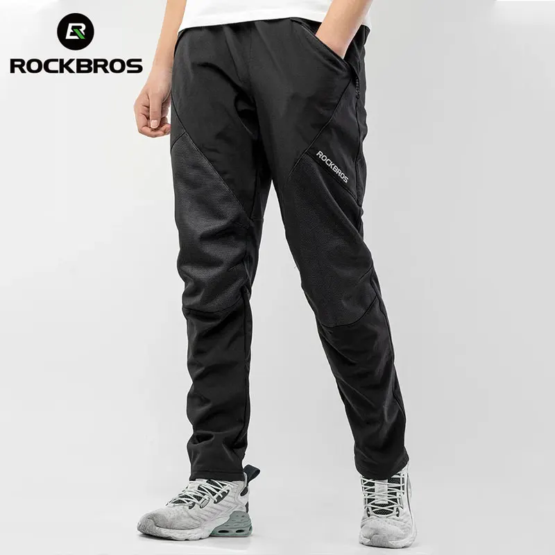

ROCKBROS Winter Thermal Fleece Bike Pants Men Windproof Reflective Long Mtb Road Cycling Pants Warm Bicycle Sport Trousers