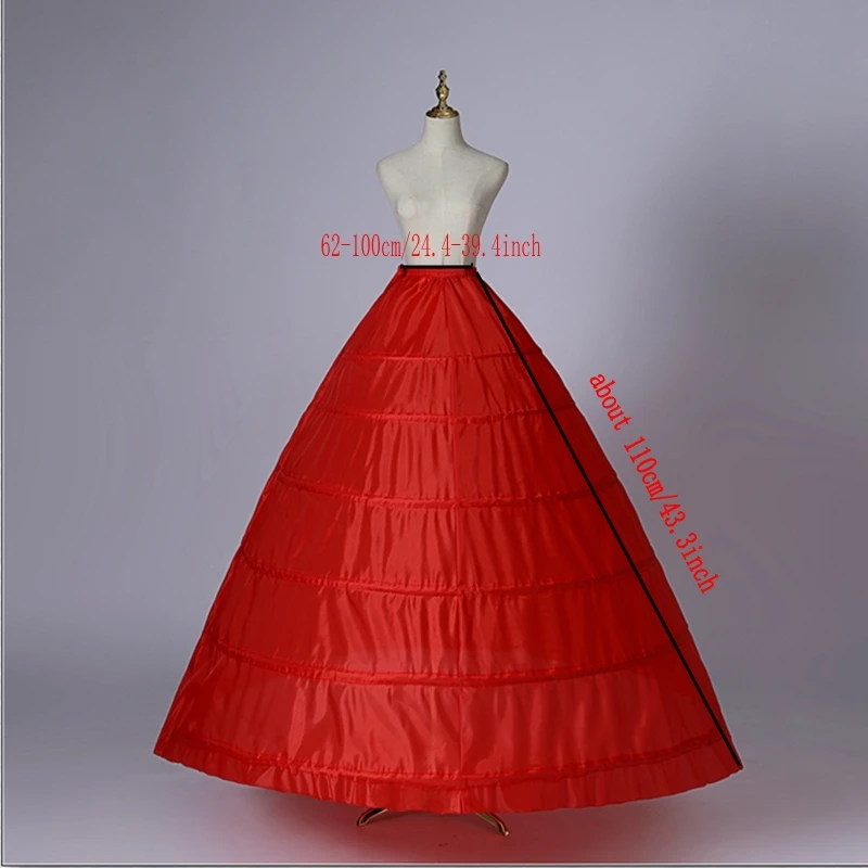 Red Wedding Dress Petticoats, Petticoat nupcial para Quinceanera, Noiva Acessórios, 6 Hoops