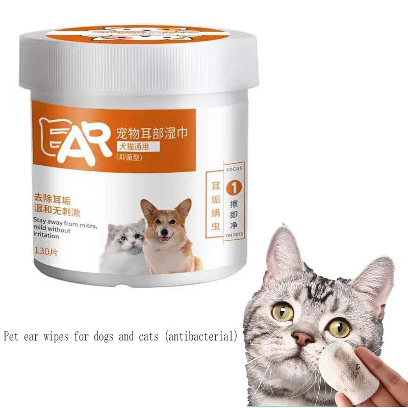 

Special wet wipes 130 pieces cat and dog eye cleaning tear stain ear removal earwax wipes pet supplies