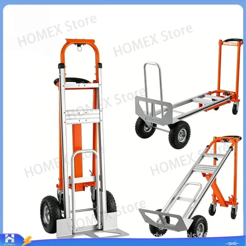 Customizable 3 in 1 Aluminum Alloy Folding Hand Truck Heavy Duty Silent Platform Trolley Cart for Warehouse Home Moving