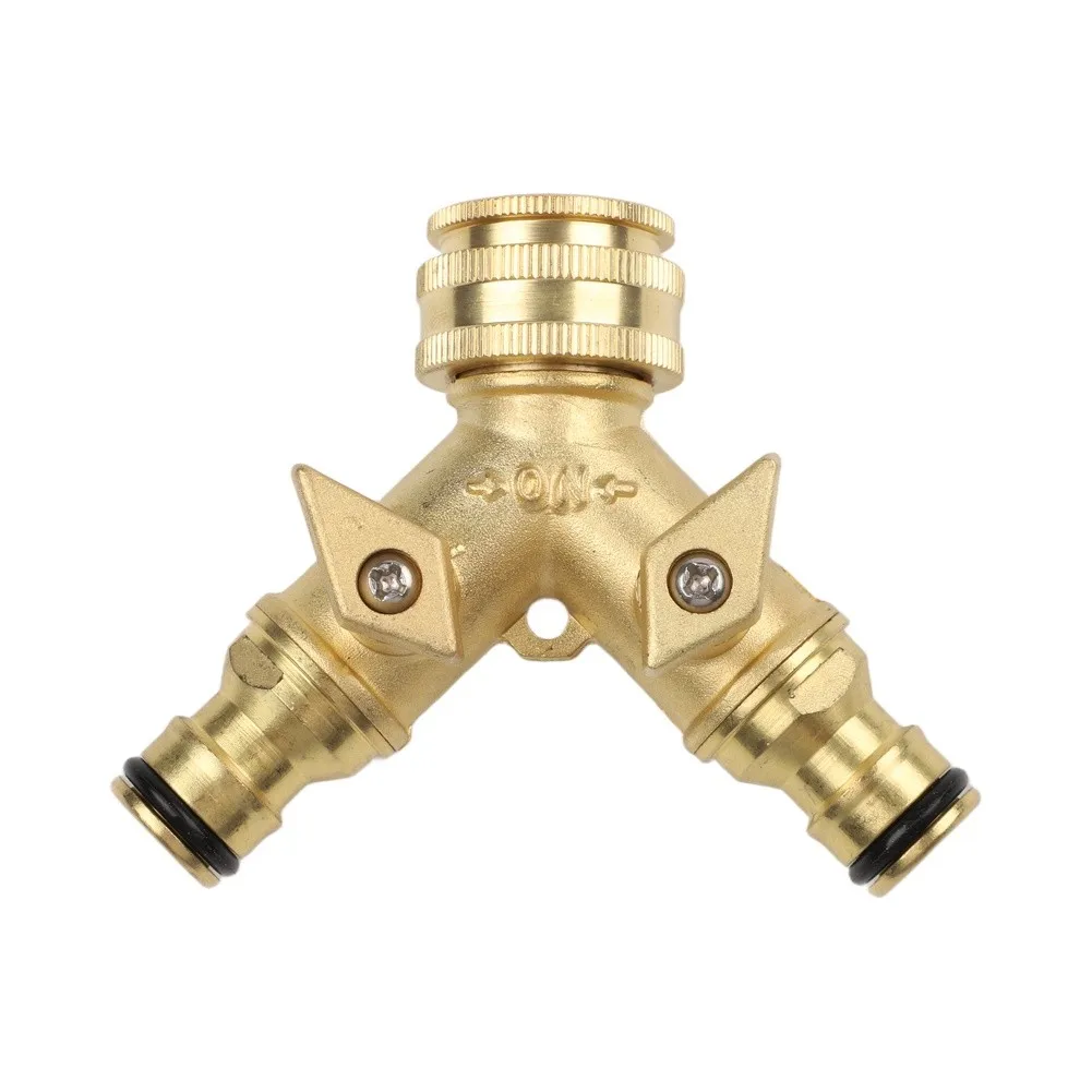 Copper Construction Water Splitter Tee Valve for Washing Machine 1 In 2 Out Y Configuration Quick Install Rotating Nut Design