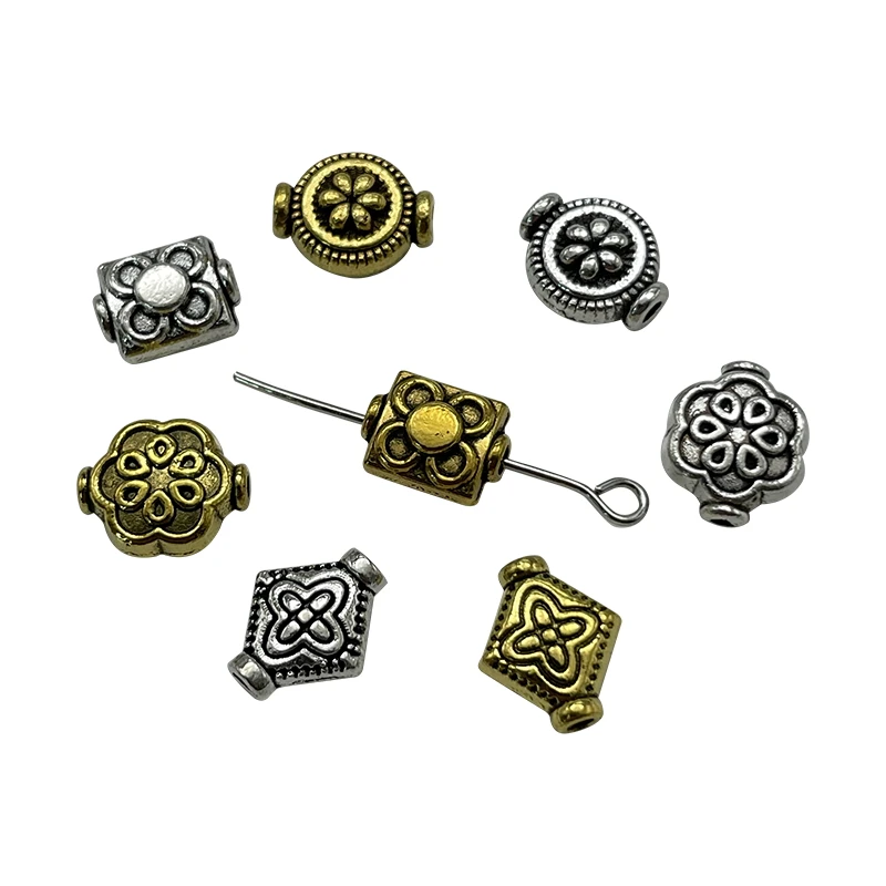 3-color Tibetan Silver Bronze Red Copper Perforated Gasket Make Needle Thread Jewelry Bracelet Necklace Connector Accessories