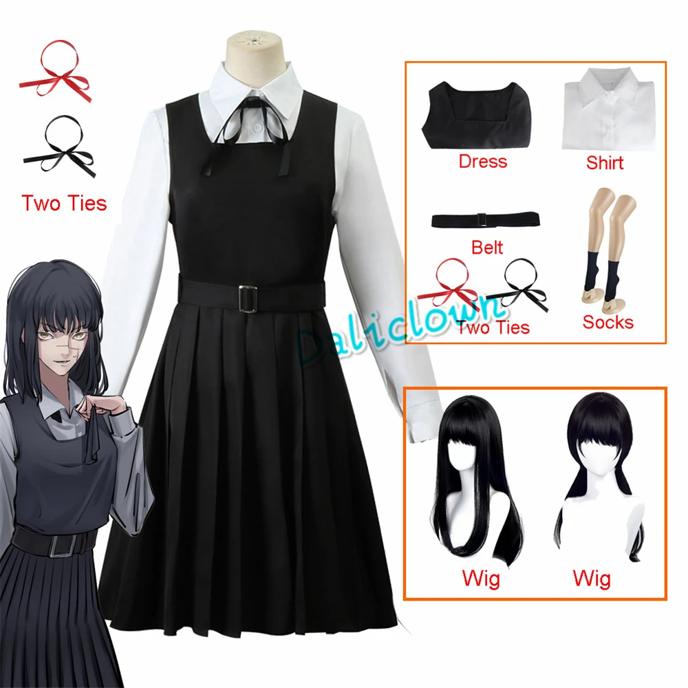 Costume Cosplay Anime Mitaka Asa pour femmes et filles, uniforme scolaire JK, perruque, chasseur de chaîne, démon de guerre, costume d'Halloween