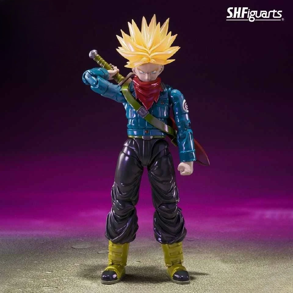 재고 있음 반다이 SDCC 드래곤볼 Z S.H.Figuarts 퓨처 트랭크스 슈퍼 사이어인 독점판 피규어 모델 컬렉션 장난감 선물