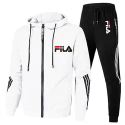 Men Autumn Sport Sweatshirt Suits Casual Outdoor Zipper Jackets and Sweatpants Jogging Set Male Fleece Hoodie Tracksuit