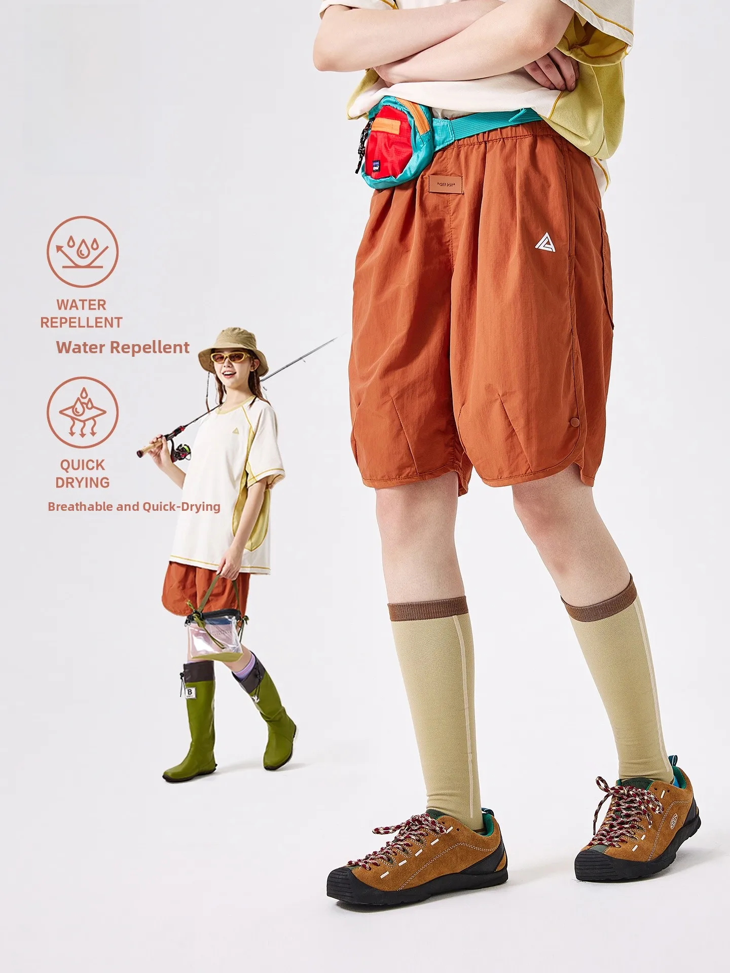 LAZY DAY Outdoor Waterproof Quick Dry Ice Silk Cool Feeling Casual Shorts Women Summer Sports Loose Fit Five Inch Pants