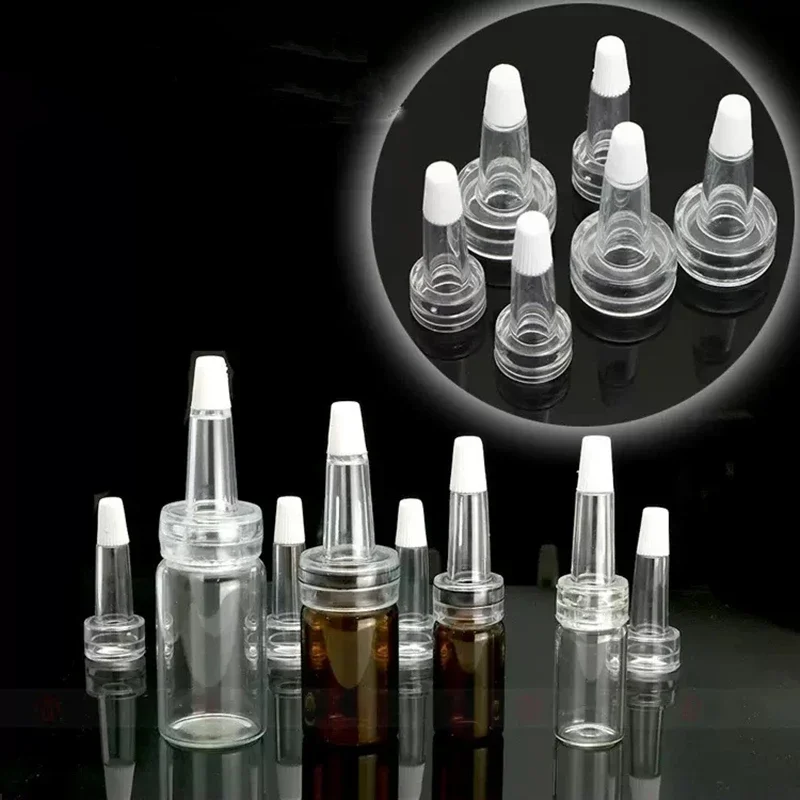 100pcs Clear 13mm 20mm White Tip Spout Cap Rubber Tip Spout Lids Ampoule Serum Cap Transparent Silicone Straw Dropper