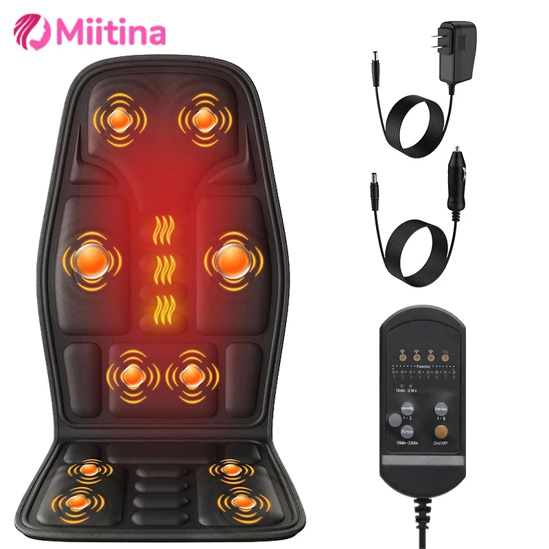 

Car Chair Body Massage Heat Mat Seat Cover Cushion Back Massager With Remote Controls Home Office Lumbar Neck Relaxation Gift