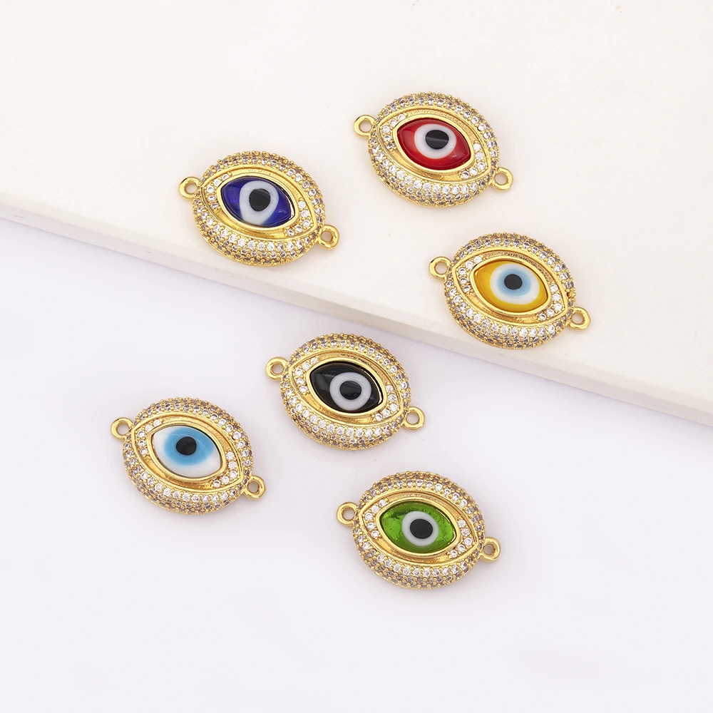 Enamel Glass Luxurious Evil Eye Pendant Bracelet Fully Crystal Copper Jewelry Accessories Dinner Party Women Men Gifts Wholesale