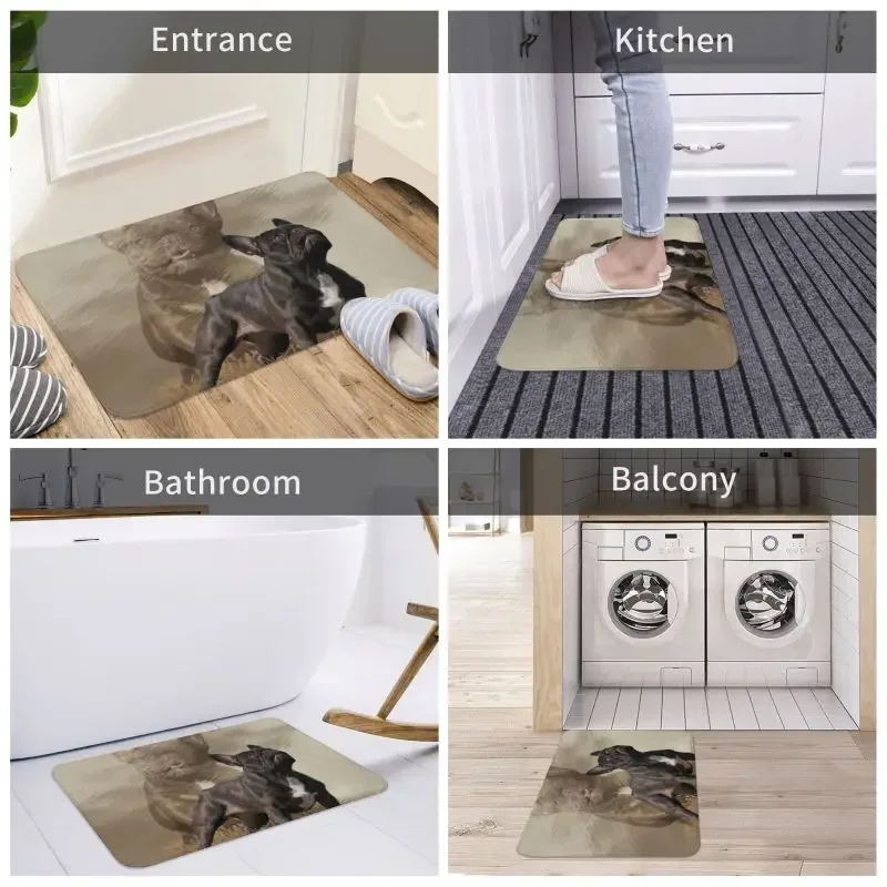 Personalizzato Cool Bulldog francese zerbino tappetino antiscivolo Pet Dog bagno cucina camera da letto tappeto 40*60cm