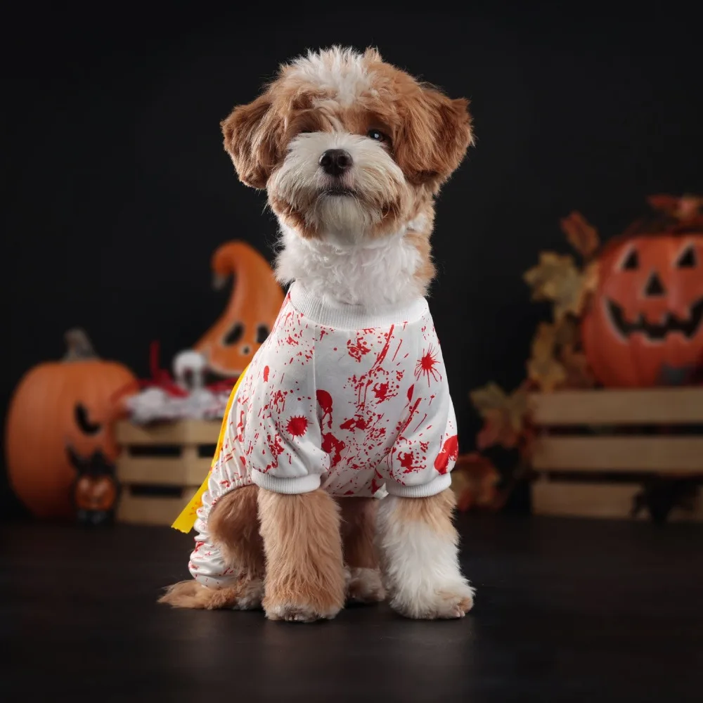 Bloody Halloween Blood Skirt Dog Warm Soft Halloween Pet Clothes Comfortable Personality Pet Cosplay Costumes Festive Atmosphere