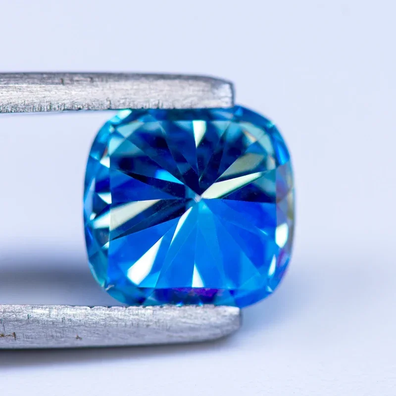 Moissanite Stone Ice Blue Color Cushion Cut Gemstone Lab Created Diamond for Women Jewelry Making Materials with GRA Certificate