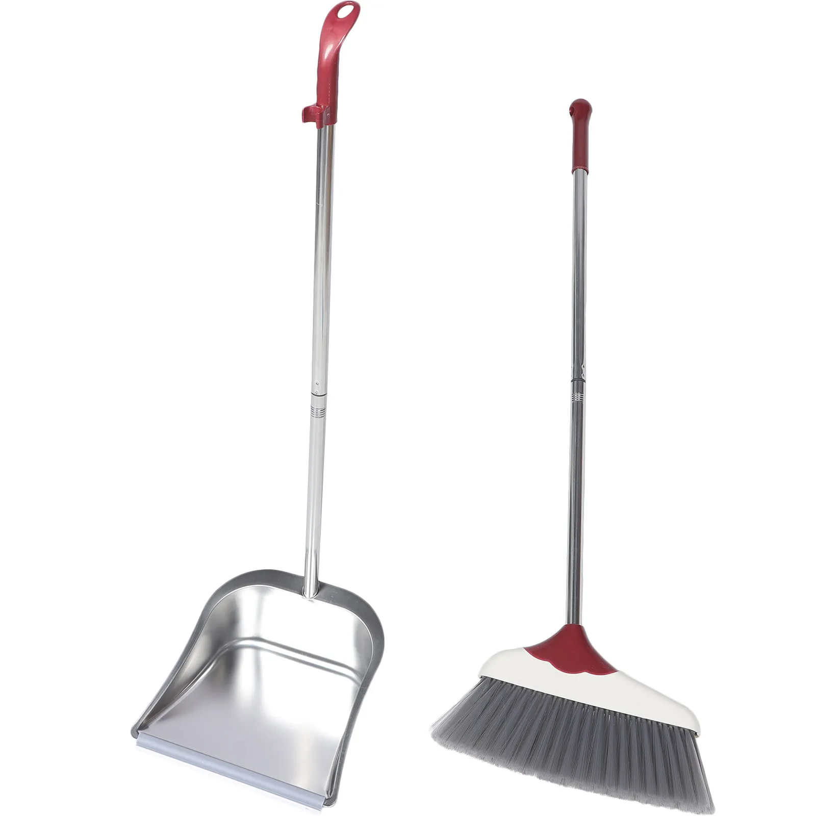 1Set Dustpan and Broom Set Long Handle Stainless Steel Home Cleaning Tool Supple Broom Garbage Shovel Easy Use Anti Wind Stable