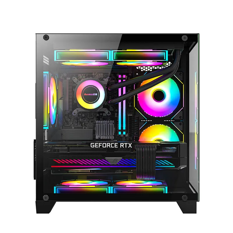 Custodia Huntkey S900 Blizzard Sea View Room Custodia per computer da gioco M-ATX Scheda madre ITX Vetro temperato bifacciale