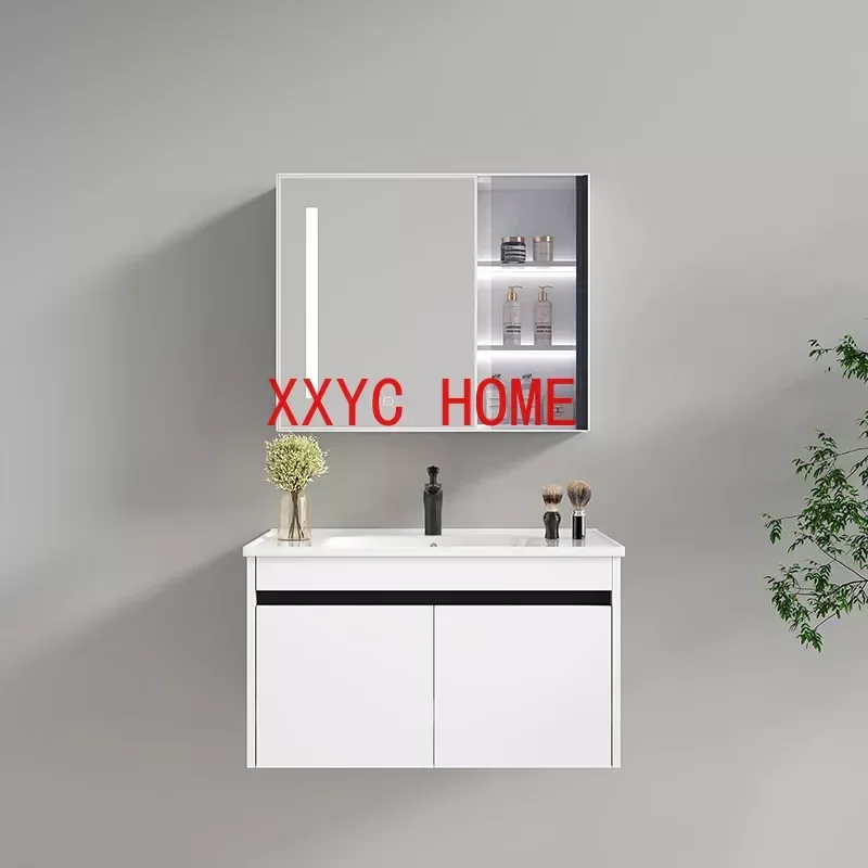 Modern Minimalist Bathroom Cabinet Ceramic Integrated Washbasin  Vanity Smart Mirror  Sink Bathroom Furniture