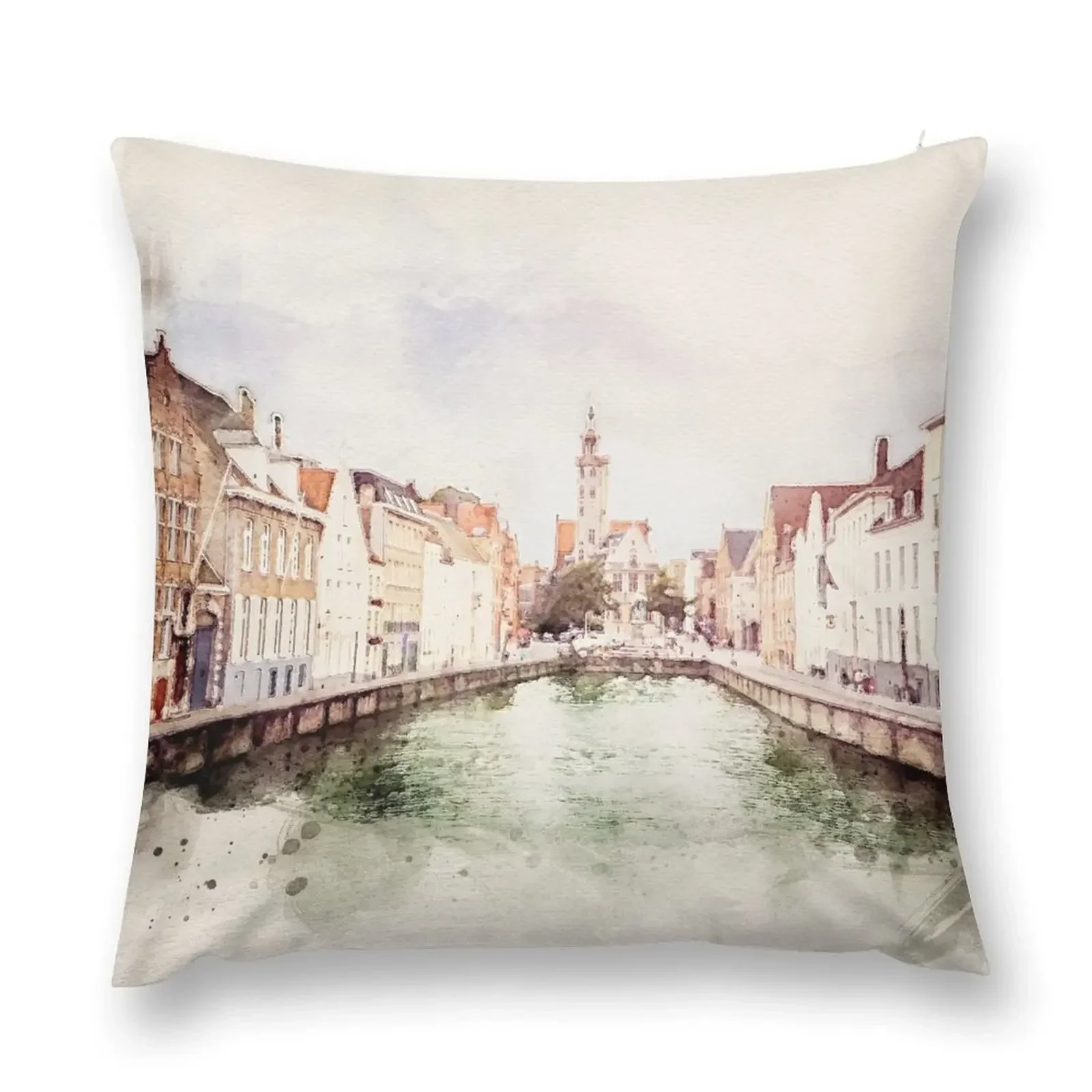 watercolor Bruges old Town Throw Pillow Decorative Sofa Cushions luxury throw pillow covers pillow pillowcase