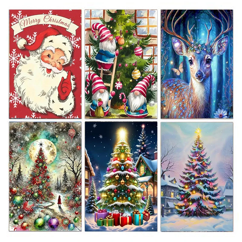 AB Diamond DIY 5D-Diamantgemälde, Weihnachtsmann und Tiere, geeignet für Erwachsene und Anfänger, Set dekorative hängende Malerei