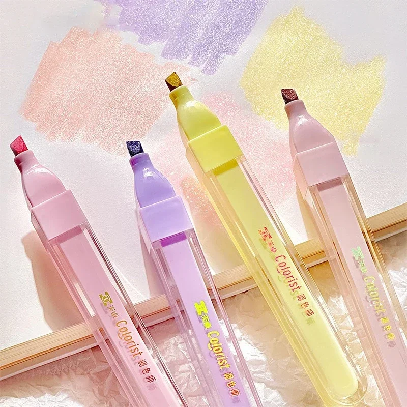 

3pcs Glitter Highlighters Kawaii Shinny Fluorescent Pens Art Markers Spot Liner Pastel Highlighter Drawing Painting Pen Office