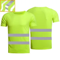 Camiseta fluorescente para deportes al aire libre, camisa de trabajo de seguridad de alta visibilidad, camiseta de trabajo transpirable de verano, chaleco reflectante, camiseta de secado rápido