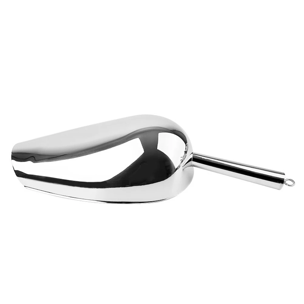 

Stainless Steel Ice Cube Shovel Straight Handle Thickened Wear-Resistant One-Piece Deepen Arc Body Spill-Free Candy Nuts