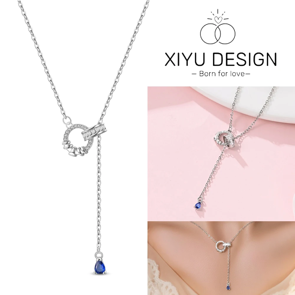 

925 Silver Circular buckle Water droplet necklace Mother's Day Series Sparkling Women's Jewelry Gift Fashion Light Luxury Making