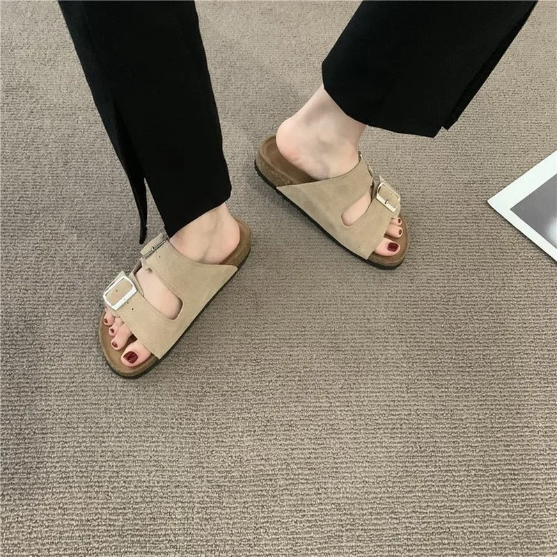 2022 New Summer Women\'s Slippers Fashion Nubuck Birkenstocks Women Cork Slipper Casual Beach Double Buckle Non-slip Slides