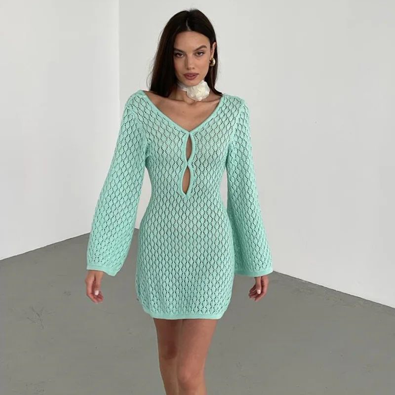 

Kaftan Dress Cover Ups For Swimwear Women Beach Outlet Swim Up And Swimsuit Sexy Costumes Tunic Skirt Solid Color Knitted Hollow