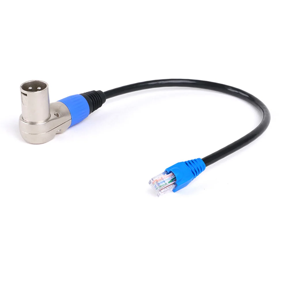 Right Angle 3Pin XLR Male to RJ45 UTP CAT5/6 Male Network Ethernet Adapter Converter Cable for Stage Light and Recording Studio