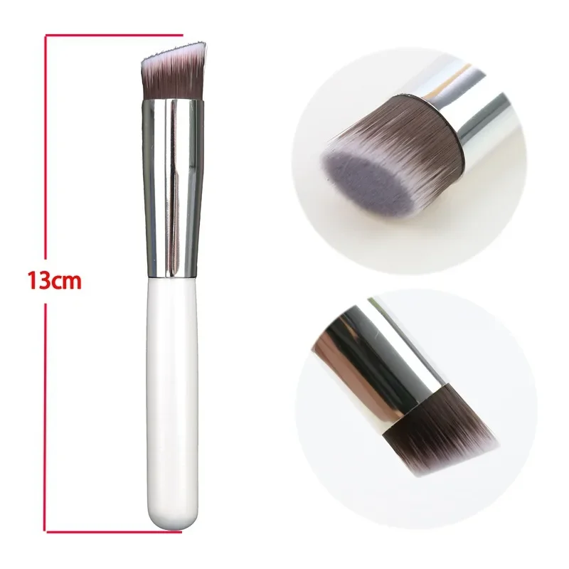 Ensemble de pinceaux de fond de teint à tête oblique ou plate, correcteur, BB crème, pinceaux de maquillage multifonctions pour le visage, outils de beauté, éponge cosmétique