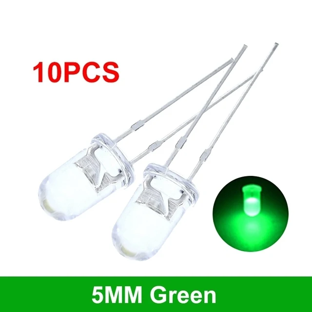 100pcs High quality Transparent Round 5mm Super Bright Water Clear Green Red White Yellow Blue Light LED Bulbs Emitting Diode