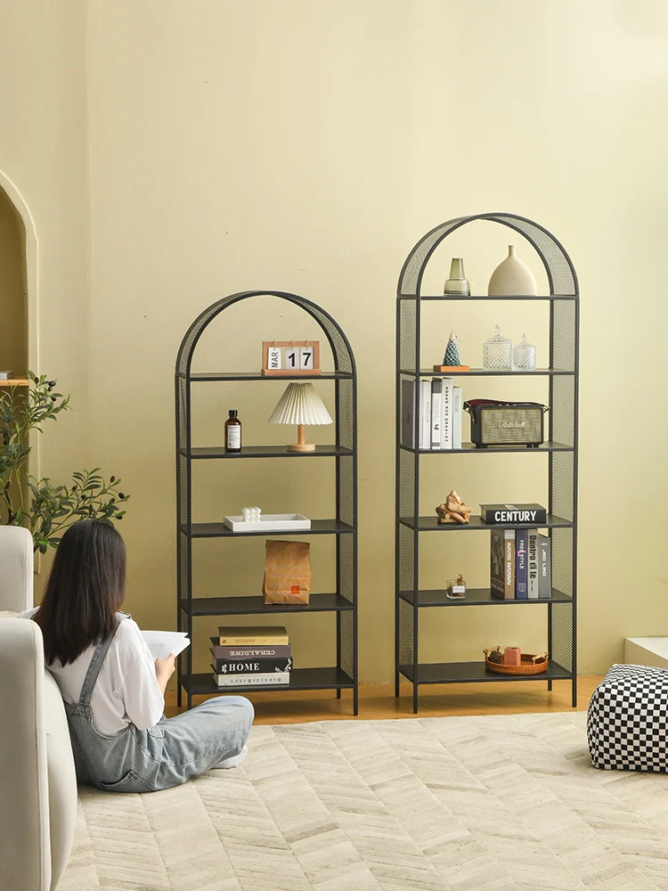 Nordic storage bookcase shelf landing living room bookcase modern simple wrought iron display cabinet