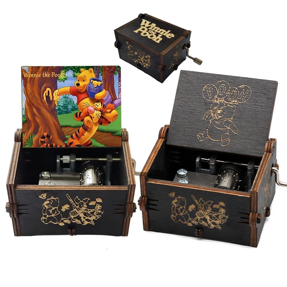 صندوق تشغيل الموسيقى الخشبي المجمد الجمال والوحش اليد مكرنك ديكور المنزل منحوتة صندوق موسيقي عيد الحب عيد ميلاد Gif #4