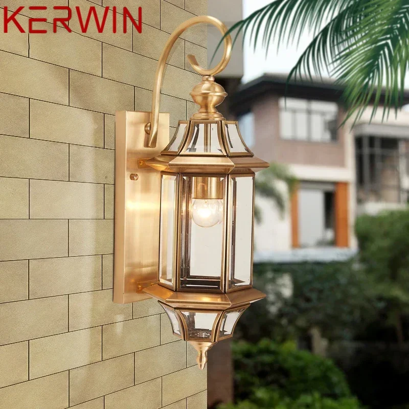 KERWIN Contemporary Outdoor Brass Wall Lamp IP 65 Creative Design LED Copper Sconce Light Decor for Home Balcony