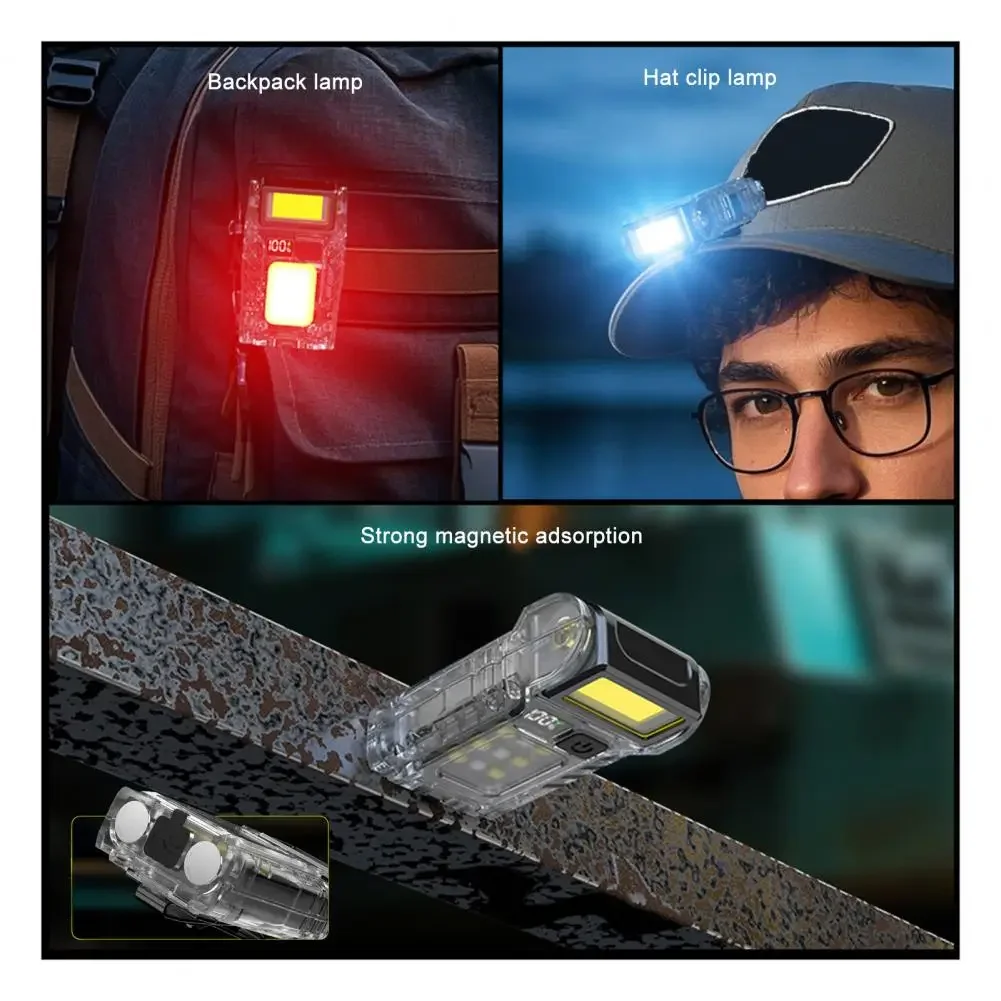 جيب COB مصباح ليد جيب متعدد الوظائف في الهواء الطلق الشعلة USB-C قابلة للشحن التخييم ضوء العمل فانوس قوي مصباح الطوارئ