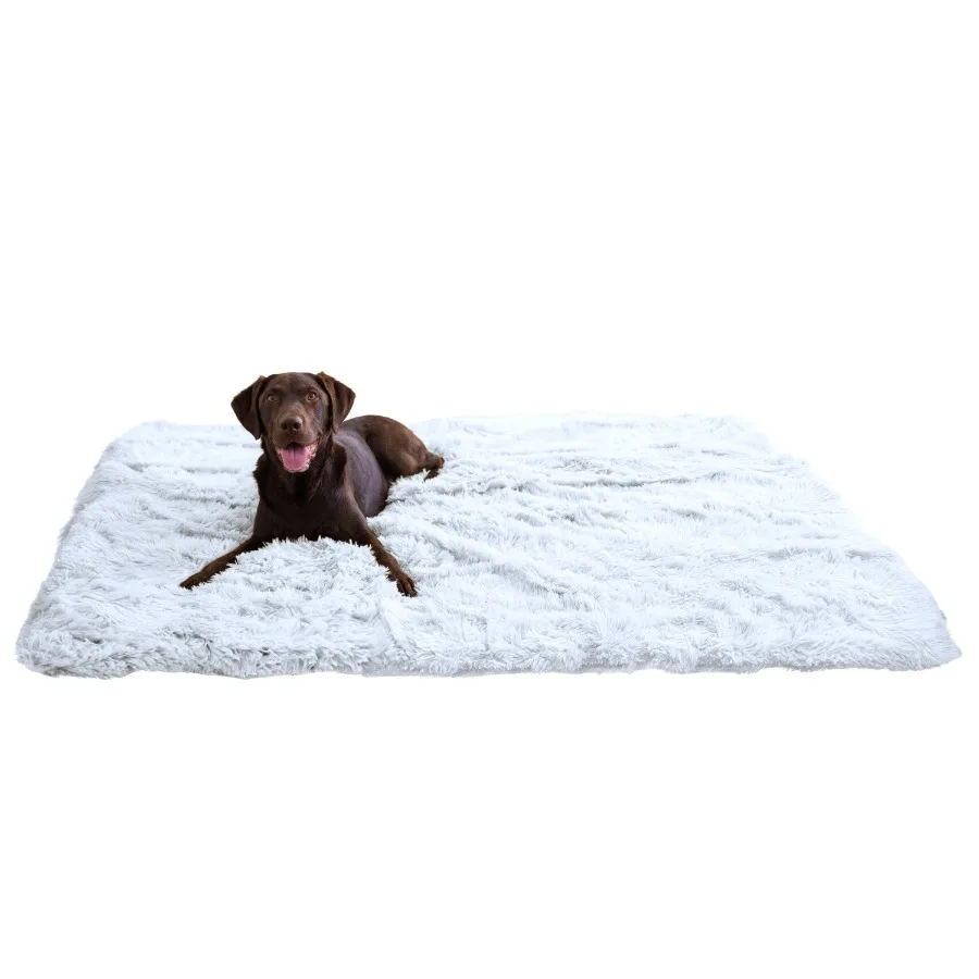 Manta calmante para perros y gatos con base antideslizante resistente al agua para mascotas, cama lavable a máquina para mascotas en gris escarchado, tamaño 60 x 80