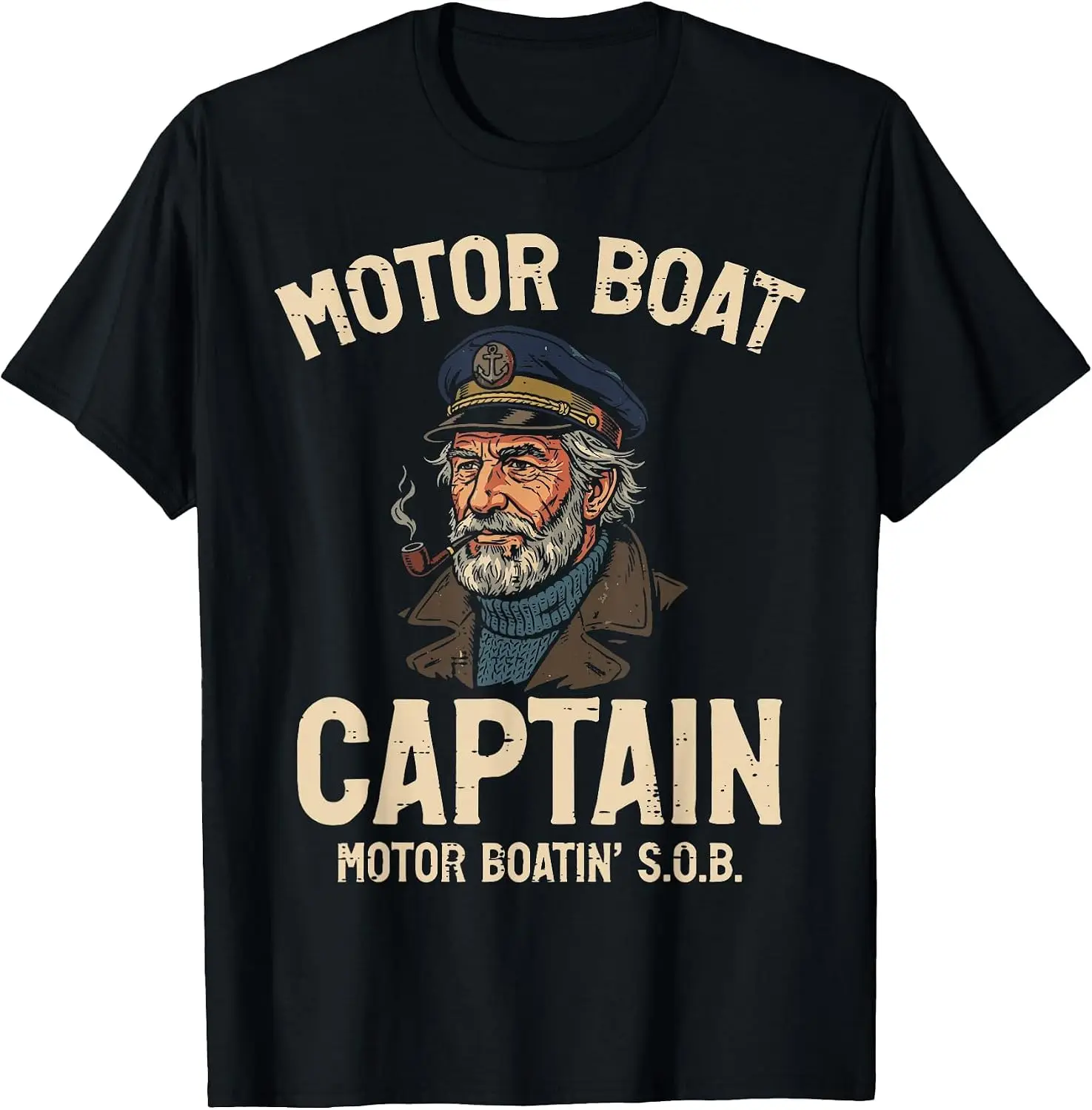 Motor Boat Captain Motorboating Funny Inappropriate Joke Men T-Shirt Halloween Loose-Fit Pure Cotton Short-Sleeve Top – Stylish, Breathable, Plus-Size – Christmas Gift