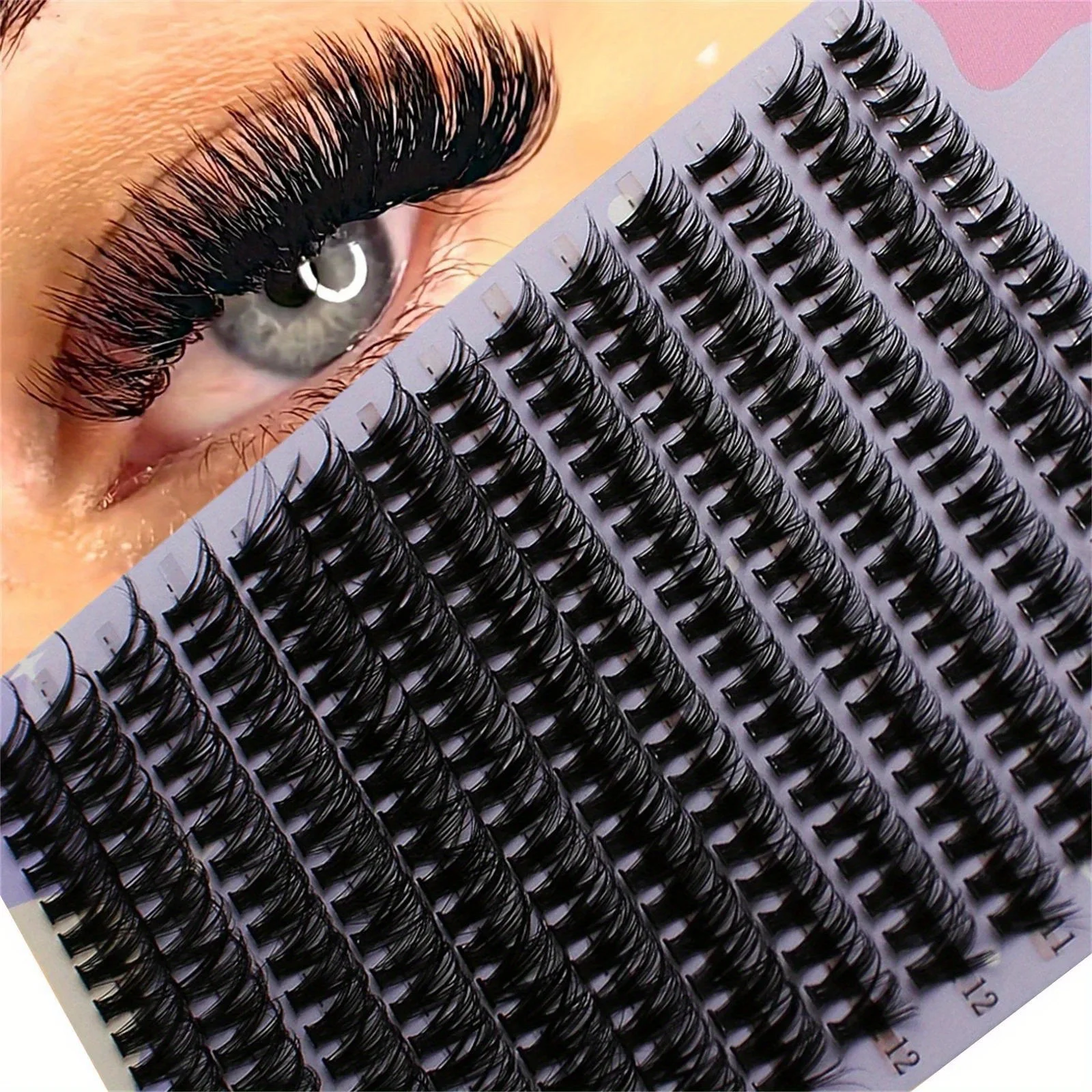 840 Clusters 3-Pack 40D Mix 9-16mm Cluster Lashes Extension Natural Thick Fake Eyelash 3D Strip Individual Lashes