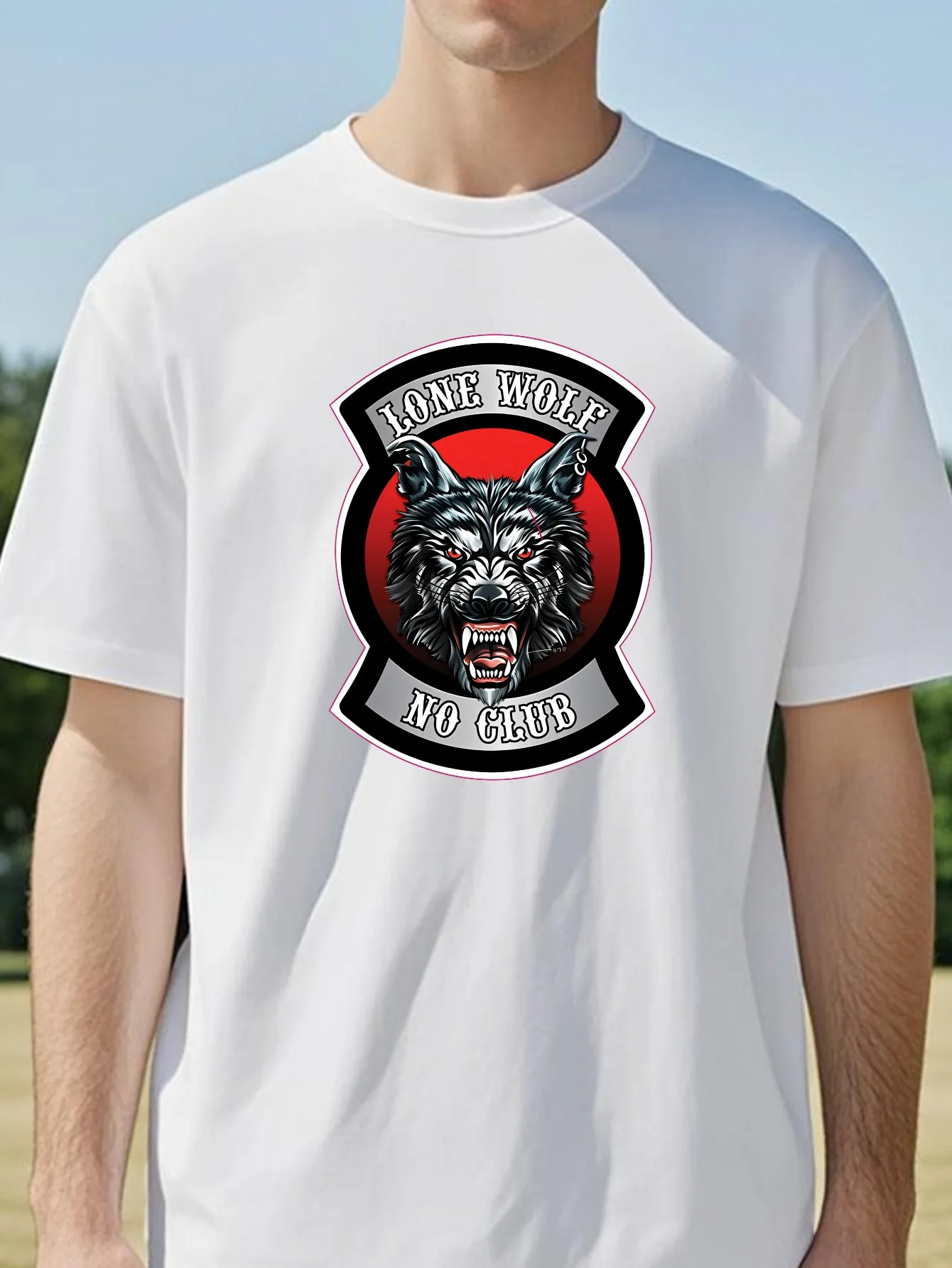 

Lone Wolf No Club Design Personality Graphic T-shirts fashion unisex Harajuku Style Breathable tee summer o-neck Loose Tops tee
