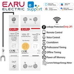 1P+N 2P Din Rail WiFi Smart Energy Meter Power Consumption kWh Leakage Circuit Breaker Timer Switch Relay Voltmeter for eWeLink