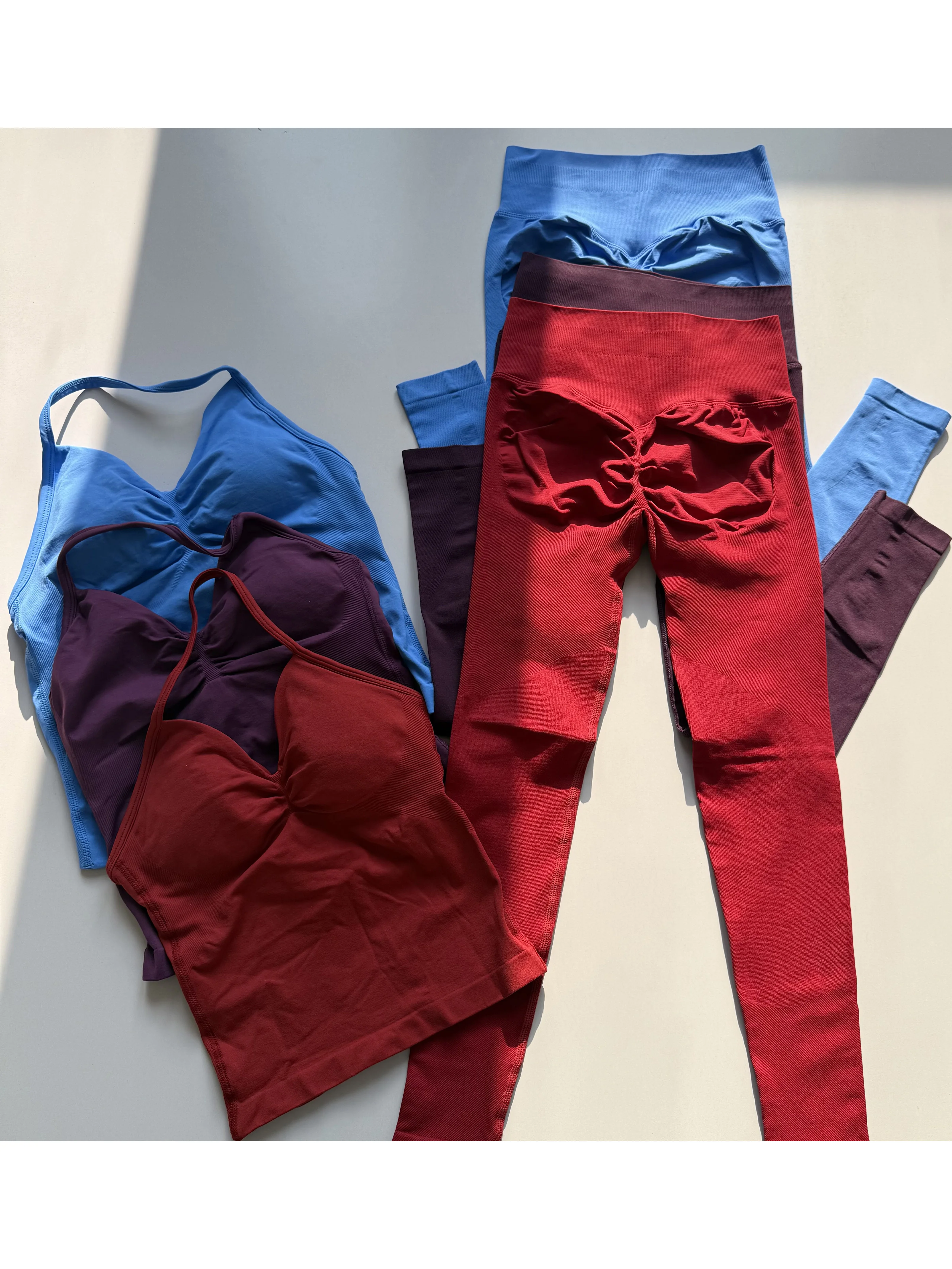 Stoßfester Sport-BH für Damen für professionelles Fitness-Training, rückenformendes Design, schnelltrocknend, Lauf-Outfit mit hoher Taille, Yoga-Set – Detail 7